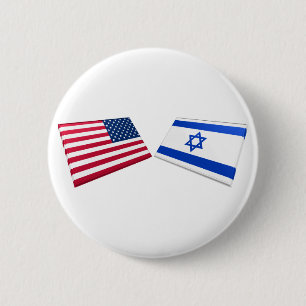 Macaron Rond 5 Cm Drapeaux des USA et de l'Israël