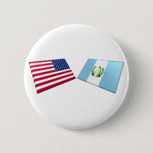 Macaron Rond 5 Cm Drapeaux des USA et du Guatemala