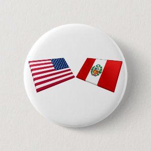 Macaron Rond 5 Cm Drapeaux des USA et du Pérou