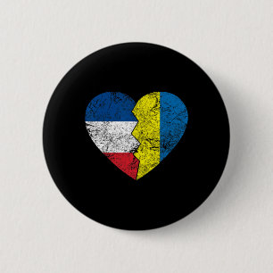 Macaron Rond 5 Cm Drapeaux français ukrainiens Cœur France Ukraine R