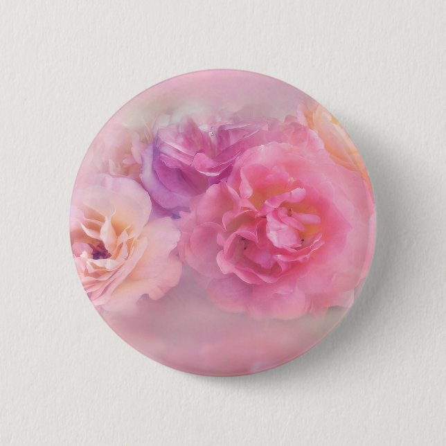 Macaron Rond 5 Cm Dreamy Pastel Roses (Devant)