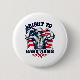 Macaron Rond 5 Cm Droit À L'Arme Nue George Washington Bodybuilder G