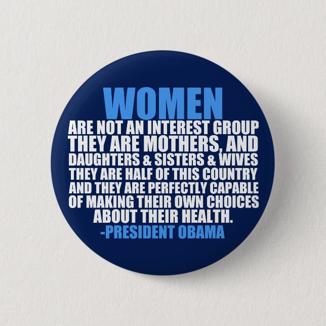 Macaron Rond 5 Cm Droits des femmes Citation d'Obama (Devant)