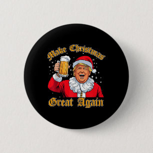 Macaron Rond 5 Cm Drôle 2024 Noël Trump Boire Bière Trump Père Noël