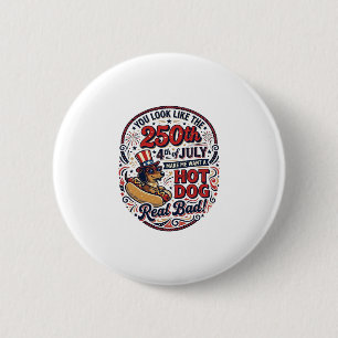 Macaron Rond 5 Cm Drôle 250e 4 juillet Hot Dog Dachshund