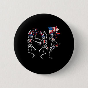 Macaron Rond 5 Cm Drôle 4 juillet Danser Squelette Retro Patriotique