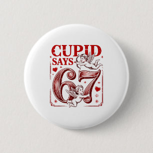 Macaron Rond 5 Cm Drôle 67 Cupidon dit 67 Couple de la Saint-Valenti