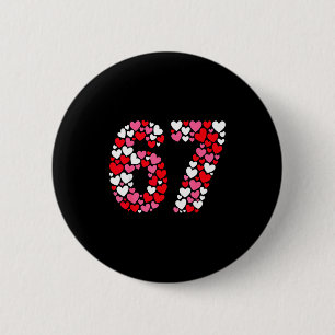 Macaron Rond 5 Cm Drôle 67 Meme 6 7 Gen Alpha Argot pour la Saint-Va