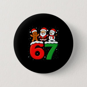 Macaron Rond 5 Cm Drôle 67 Meme Noël Six Sept Santa Bonhomme de Neig