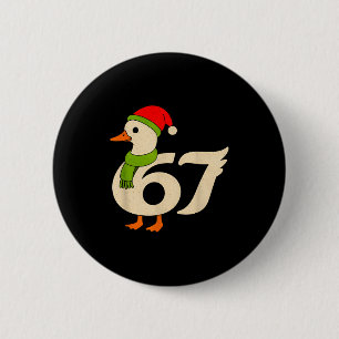 Macaron Rond 5 Cm Drôle 67 Oie Noël 6 7 Mème Canard Chapeau de Père