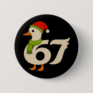 Macaron Rond 5 Cm Drôle 67 Oie Noël 6 7 Mème Canard Chapeau de Père