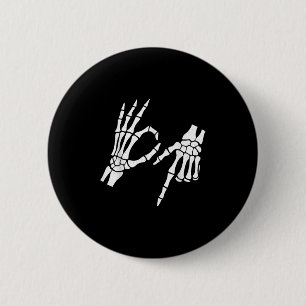 Macaron Rond 5 Cm Drôle 67 Six Sept Mème Halloween Squelette Mains
