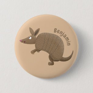 Macaron Rond 5 Cm Drôle armadillo joyeux dessin animé