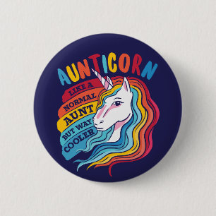 Macaron Rond 5 Cm Drôle Aunticorn mignonne Tante Unicorne Tante Cool
