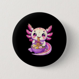 Macaron Rond 5 Cm Drôle Axolotl Noodle Anime Kawaii Axolotl Manger R