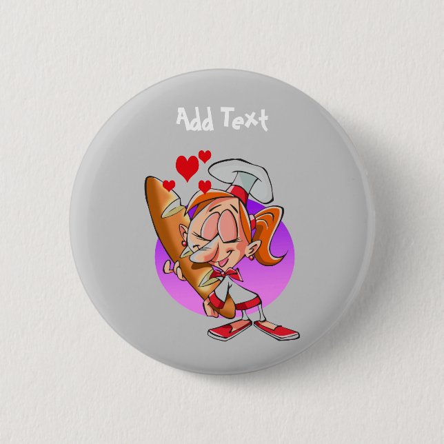 Macaron Rond 5 Cm Drôle baker caricature pain fabricant personnalisé (Devant)