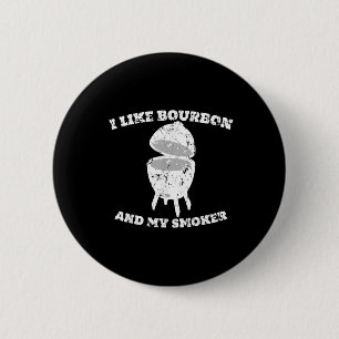 Macaron Rond 5 Cm Drôle Bbq Tee J'Aime Bourbon Et Mon Cadeau Fumeur