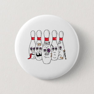 Macaron Rond 5 Cm Drôle Beat Up Bowling Pins