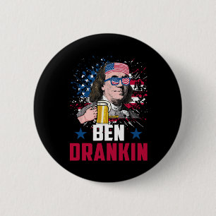 Macaron Rond 5 Cm Drôle Ben Drankin 4 juillet États-Unis Drapeau Hom