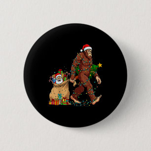 Macaron Rond 5 Cm Drôle Bigfoot vole Santa & l'arbre de Noël - C