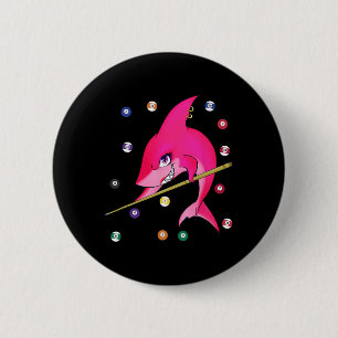 Macaron Rond 5 Cm Drôle Billard piscine requin Femme