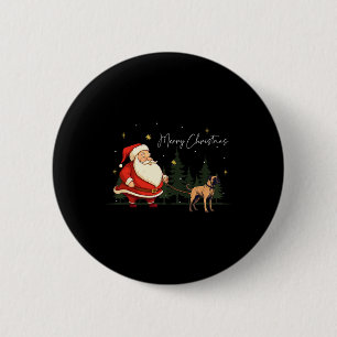 Macaron Rond 5 Cm Drôle Black Mouth Cur Chien Santa Claus Noël Wa