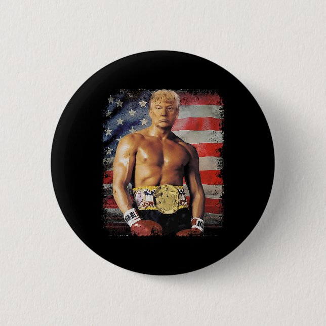 Macaron Rond 5 Cm Drôle Boxer Trump Trump Rocky Meme (Devant)