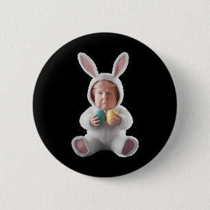 Macaron Rond 5 Cm Drôle Bunny Pâques Trump mème Joyeux jour de Pâque