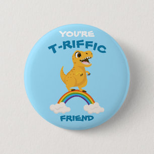 Macaron Rond 5 Cm Drôle cadeau de la Saint Valentin Dinosaure bleu t