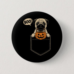 Macaron Rond 5 Cm Drôle Carlin Halloween mignon Carlin Poche de chie