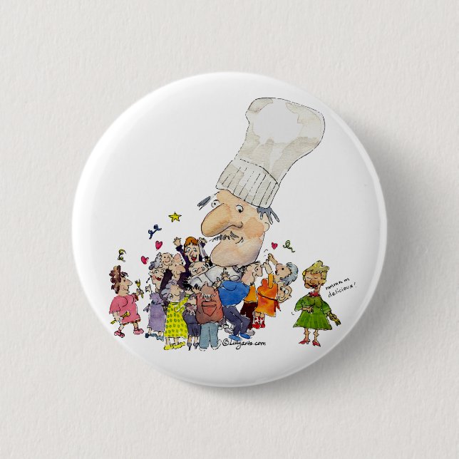 Macaron Rond 5 Cm Drôle Cartoon Chef Français (Devant)