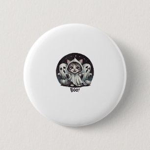 Macaron Rond 5 Cm Drôle chat Fantôme Boo Halloween Animal Fantôme Ki