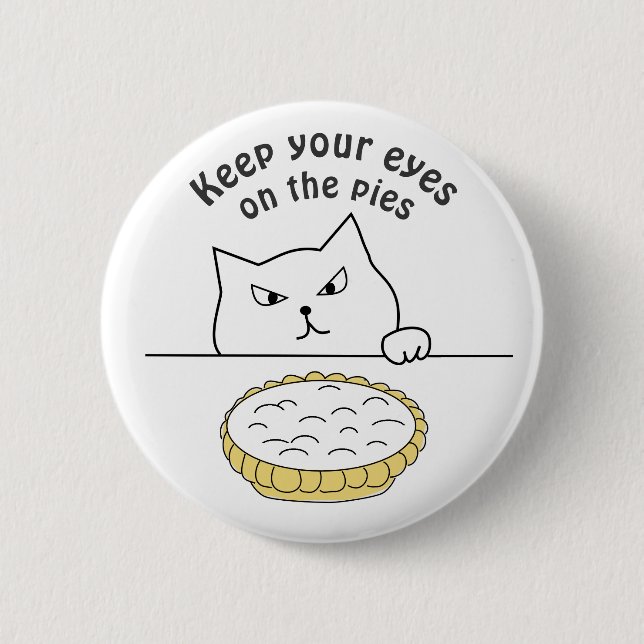 Macaron Rond 5 Cm Drôle chat sournois après l'illustration de la tar (Devant)