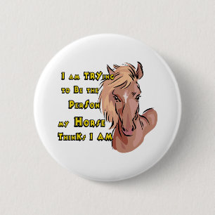 Macaron Rond 5 Cm Drôle Cheval