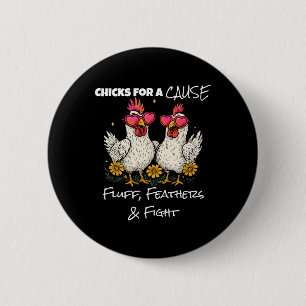 Macaron Rond 5 Cm Drôle Chicken Breast Cancer Sensibilisation Poussi