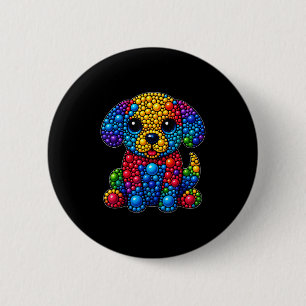 Macaron Rond 5 Cm Drôle Chien Amoureux des animaux Pois Jour Jour Jo