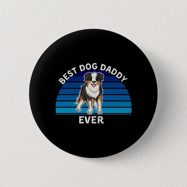 Macaron Rond 5 Cm Drôle chien berger australien meilleur chien père  (Devant)