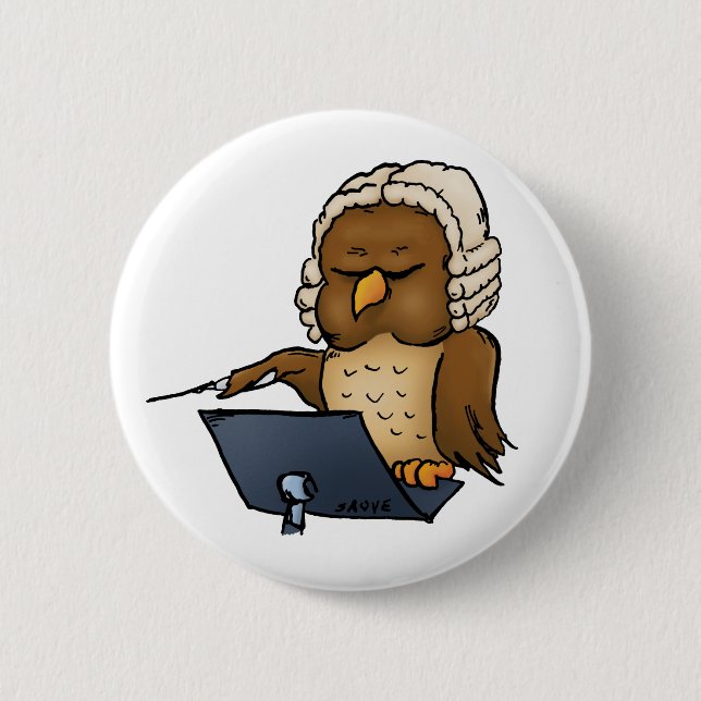 Macaron Rond 5 Cm Drôle Chouette (Devant)