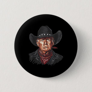 Macaron Rond 5 Cm Drôle Cowboy Western Donald Trump Us Drapeau 2024