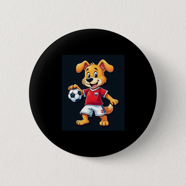 Macaron Rond 5 Cm Drôle Dabbing Chien Russie Soccer Jersey Russe Foo (Devant)