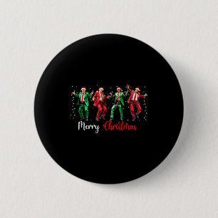 Macaron Rond 5 Cm Drôle danse Trump Père Noël Joyeux Noël Paja
