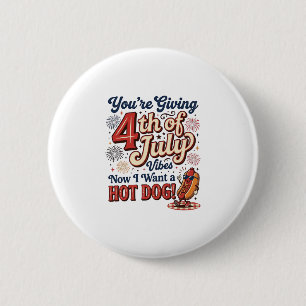 Macaron Rond 5 Cm Drôle de 4 juillet Hot Dog Vintage Conception de T