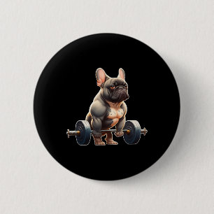 Macaron Rond 5 Cm Drôle de Bodybuilding de Bouledogue Français Gym F