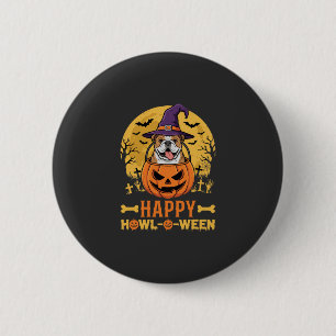 Macaron Rond 5 Cm Drôle de Bouledogue Halloween Joyeux Howl-O-Ween V