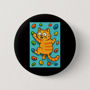 Macaron Rond 5 Cm Drôle de chat grimpeur de rochers mur d'escalade B