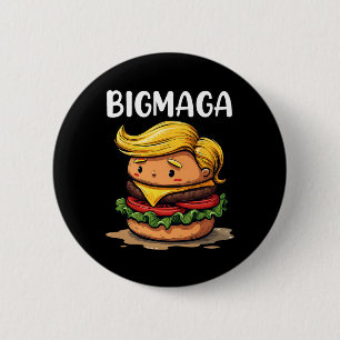 Macaron Rond 5 Cm Drôle de Donald Trump faisant des frites hamburger