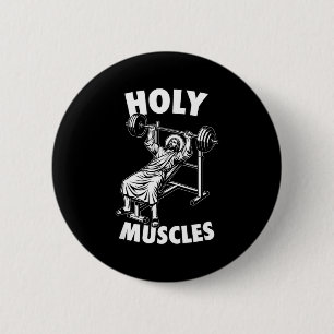 Macaron Rond 5 Cm Drôle de Jésus muscles saints banc presse salle de