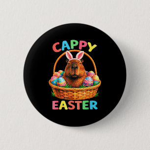 Macaron Rond 5 Cm Drôle de lapin capybara de Pâques cappy avec des œ