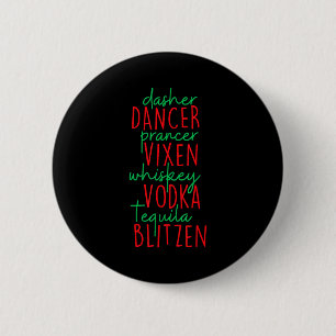 Macaron Rond 5 Cm Drôle de Noël Dasher Danseur Prancer Vixen Whiske