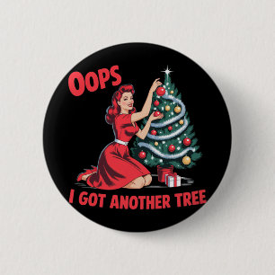 Macaron Rond 5 Cm Drôle de Noël Vintage Oups j'ai eu un autre arbre